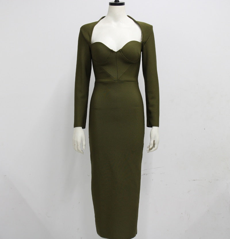 Women Long Sleeved Bandage Dress Sexy