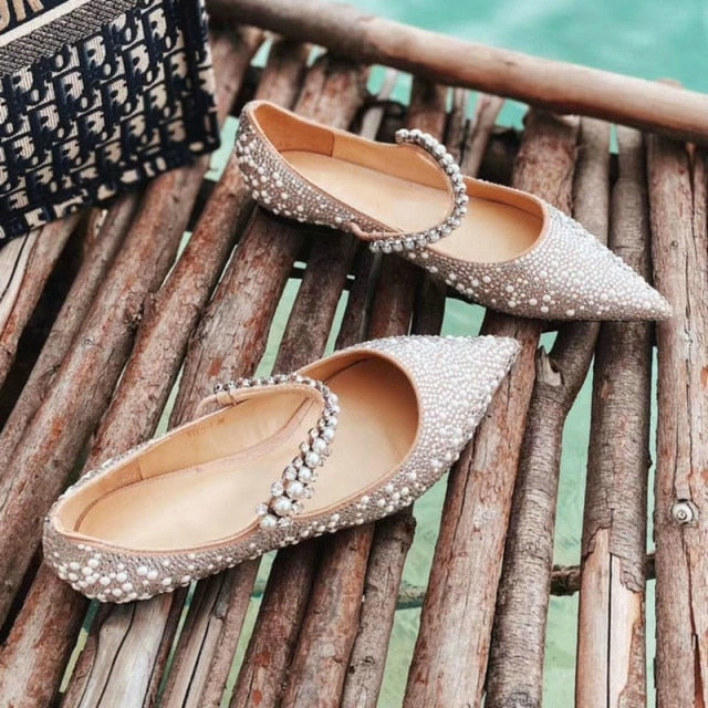 Pearl Decorative Ladies Diamond Wedding Shoes - LiveTrendsX