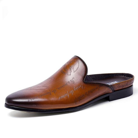 Half Slippers Men Genuine Leather Shoes