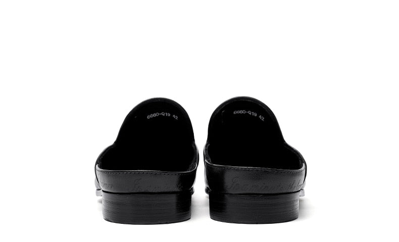 Half Slippers Men Genuine Leather Shoes