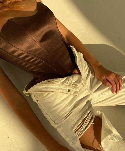 Sexy Women Tube Tops Solid Sleeveless Slim Skinny Corset 2021 - LiveTrendsX