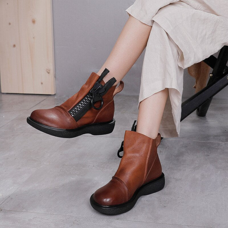 Platform Women Boots Genuine Leather