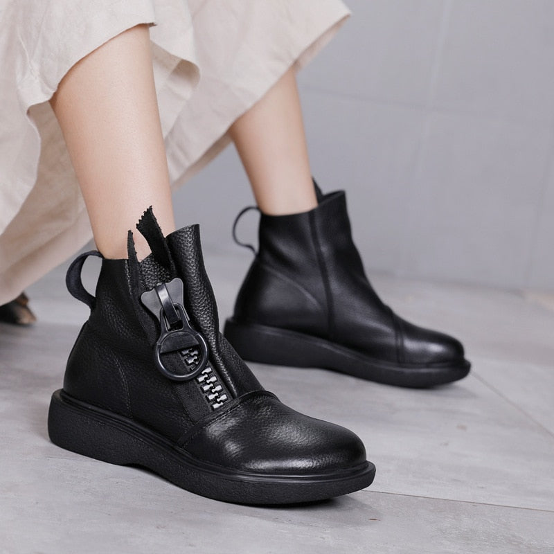 Platform Women Boots Genuine Leather