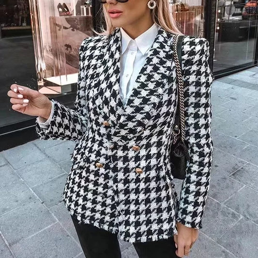 Black Tassel Houndstooth Coats Female
