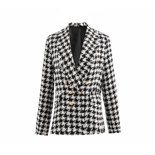 Black Tassel Houndstooth Coats Female