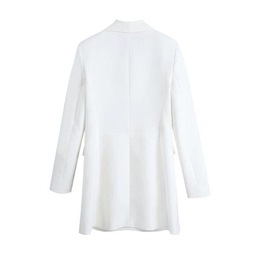 Double-Breasted White Blazer Coat