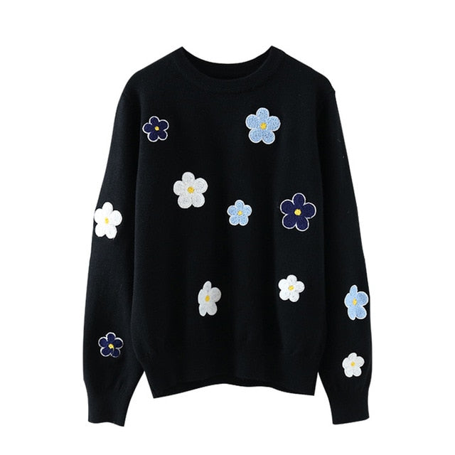 Elegant O Neck Knitted Tops Sweater