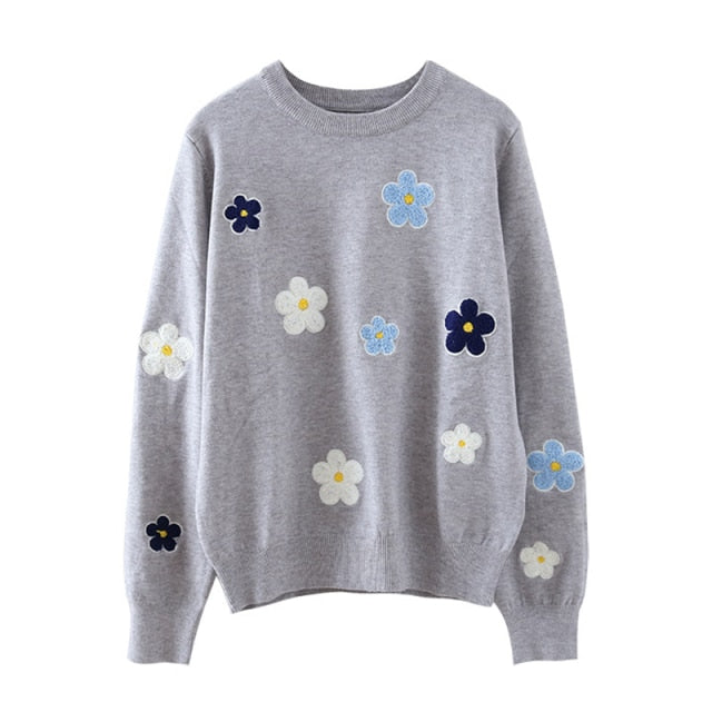 Elegant O Neck Knitted Tops Sweater