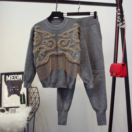 Knitted Tracksuit Sweatshirts Casual Suit