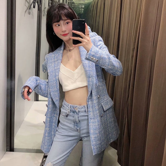 Women Suit Jacket Tweed Blazer