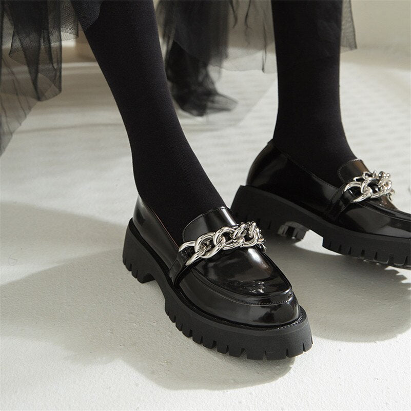 レディース ブロックヒール パンプス 本革