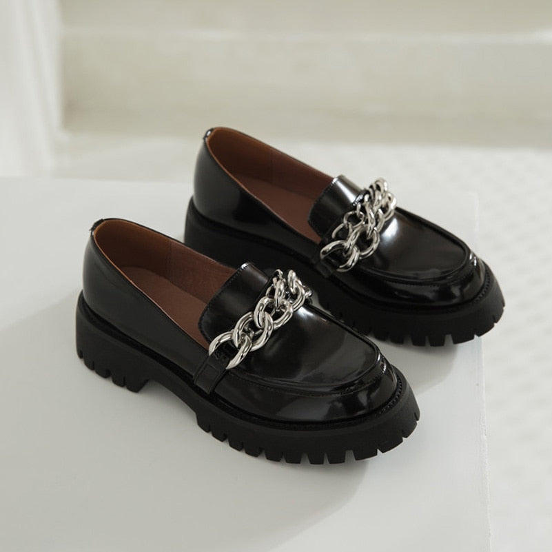 レディース ブロックヒール パンプス 本革