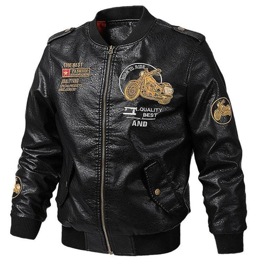 motorcycle leather jacket men plus size