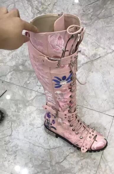 プリント花柄バイクブーツ