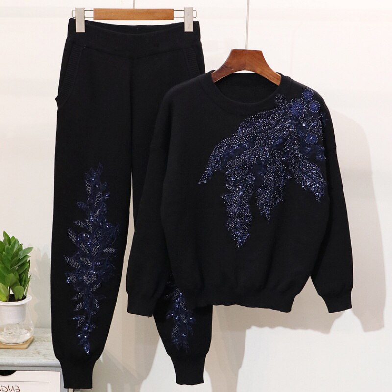 Casual Embroidered Sequin Sets Women