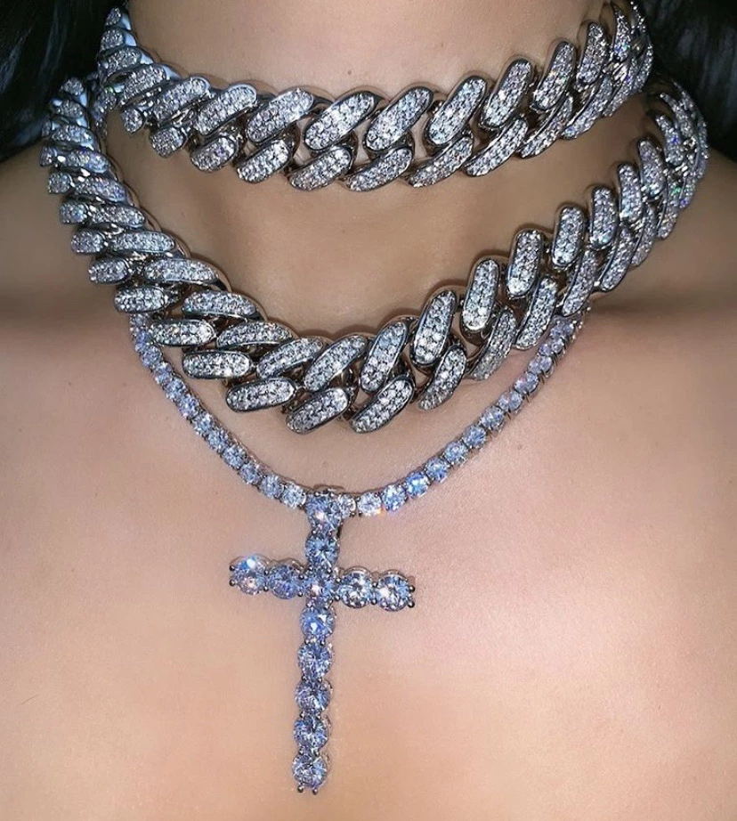 CZ Cubic Zirconia 18mm Width Cuban Link Chain