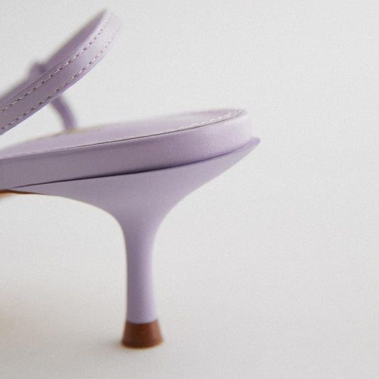 women Light violet mesh cat heel high - LiveTrendsX