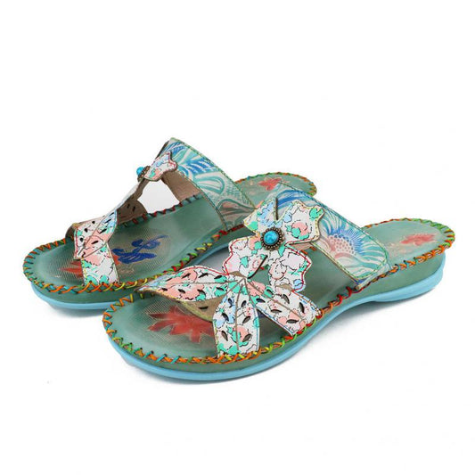 Summer Women Slippers 2021 New Genuine Leather Handmade - LiveTrendsX