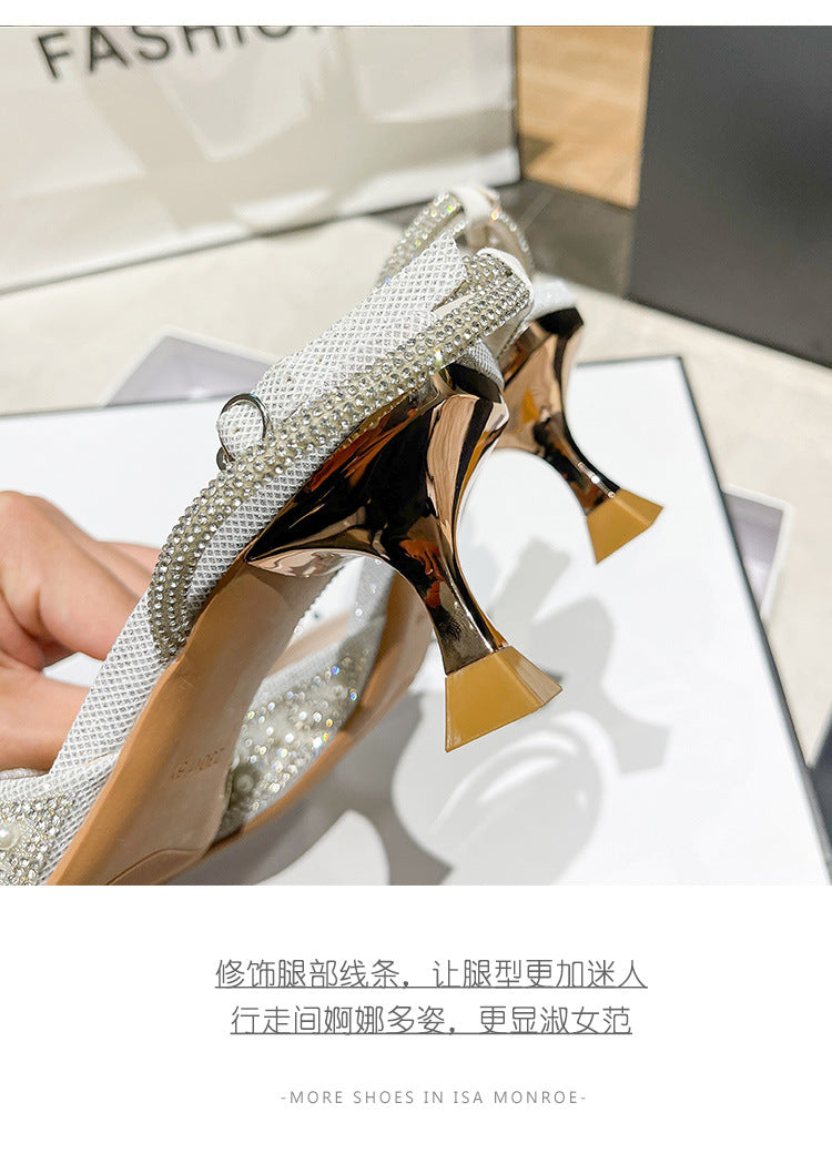 Women's Crystal Pearl Party Wedding Working Stage Shoes - LiveTrendsX