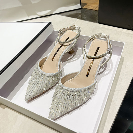 Women's Crystal Pearl Party Wedding Working Stage Shoes - LiveTrendsX