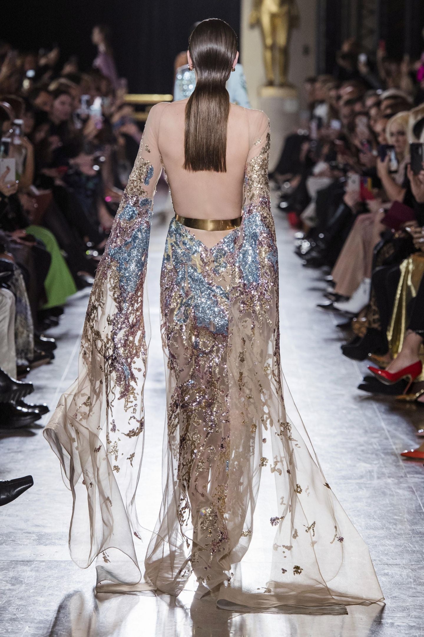 Haute Couture Evening Dresses Jewel Neck Long Sleeves Prom Dress