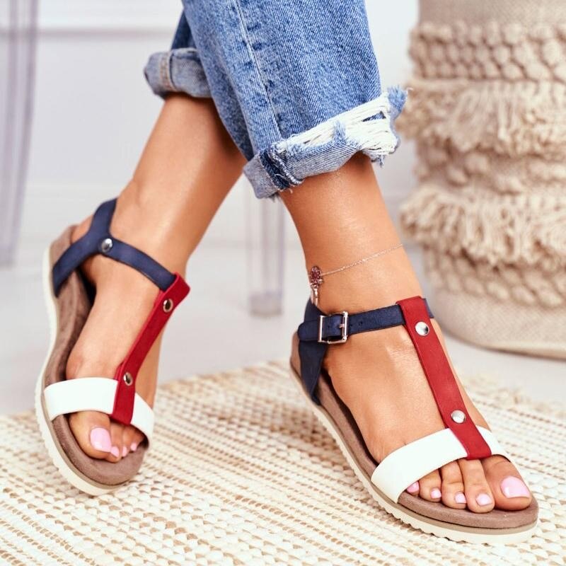 Women's Large Size Sandals 2021 Summer New College Style Low Heel Wedge Casual Sandals Fashion Ladies Sandals Footwear 35-43 - LiveTrendsX