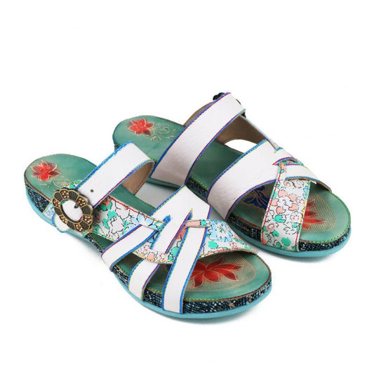 Women Genuine Leather 2021 Handmade Outside Slippers - LiveTrendsX