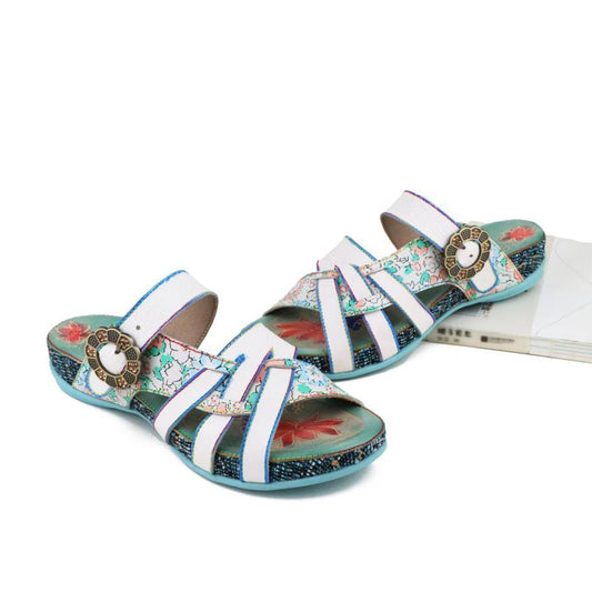 Women Genuine Leather 2021 Handmade Outside Slippers - LiveTrendsX