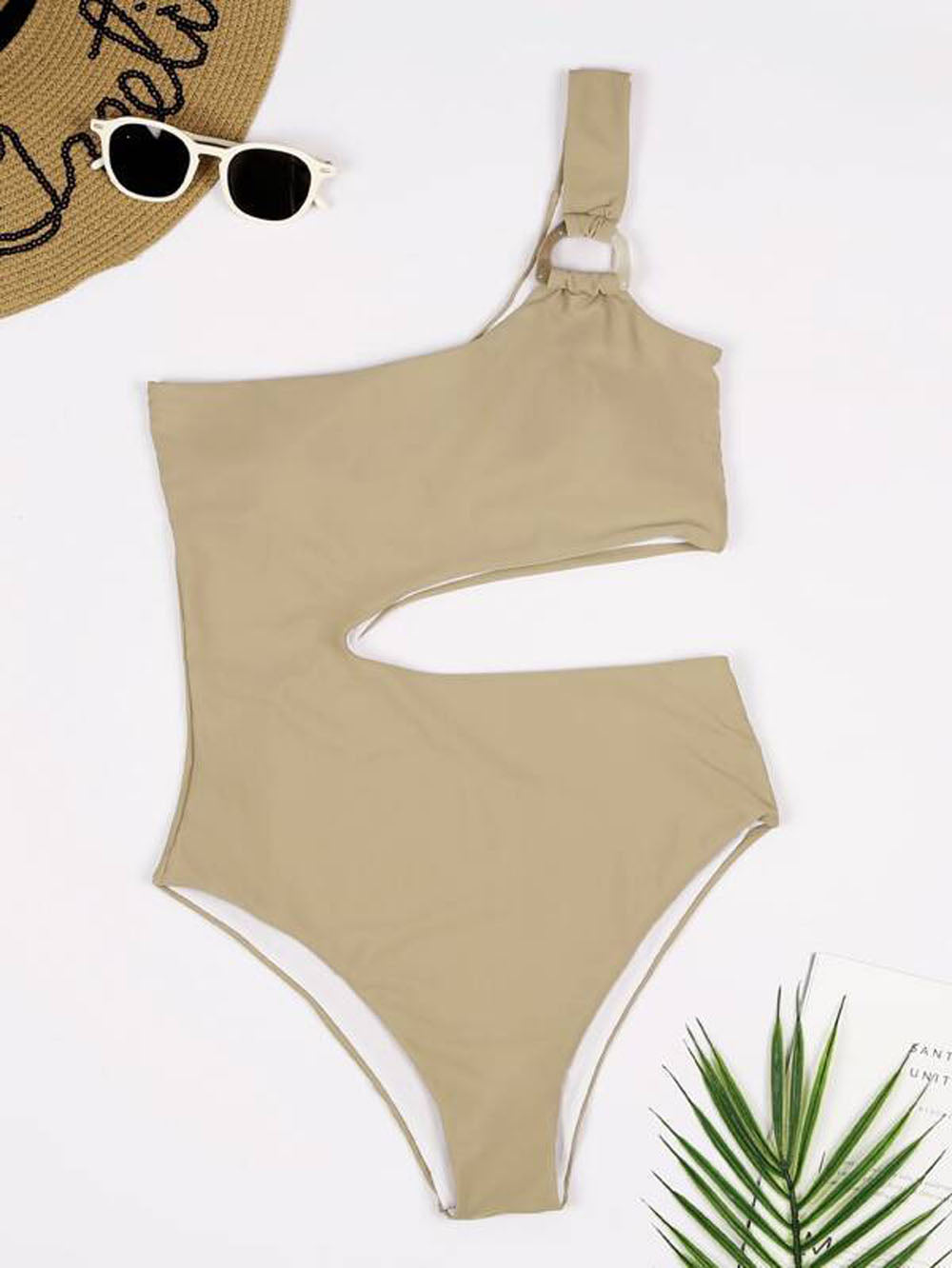 Hollow Out One Piece Swimsuit Padded Ring