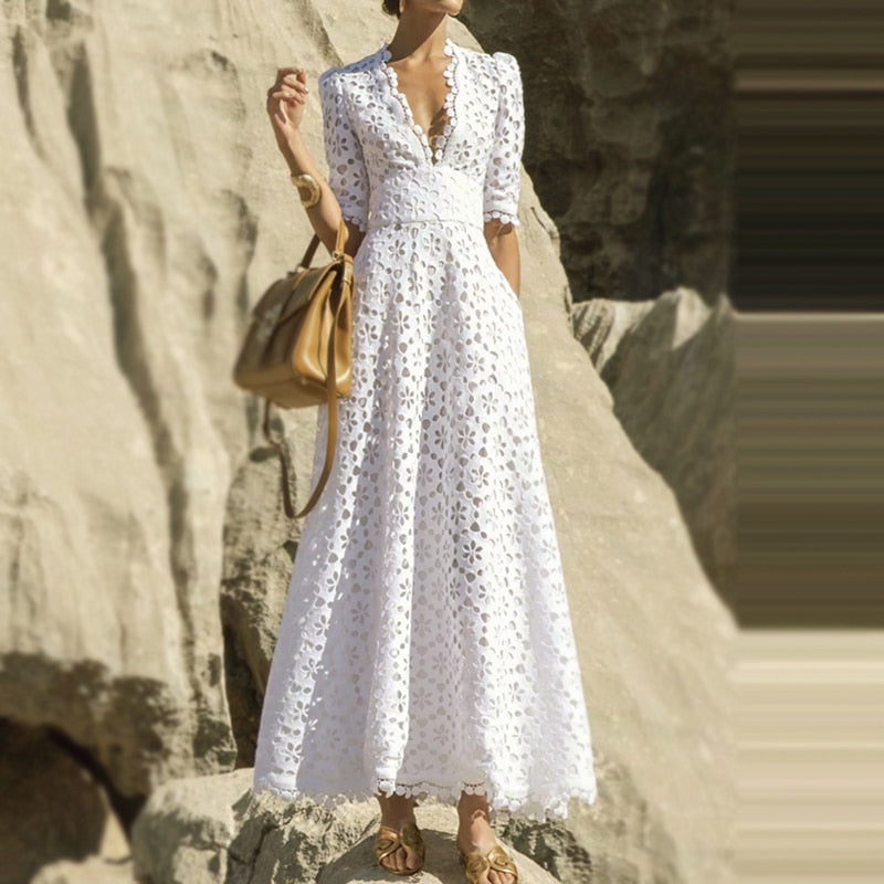 Elegant White Maxi Dress For Women