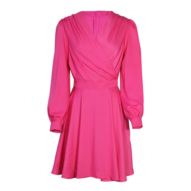 Women Solid Color Casual Slim Mini Dress - LiveTrendsX