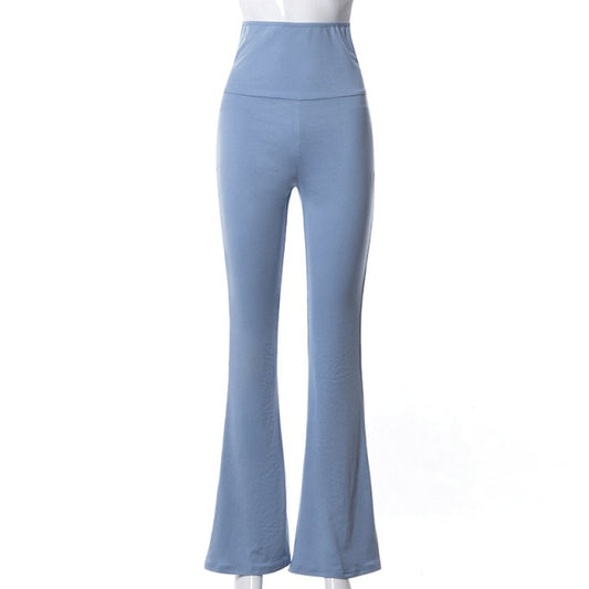 High Waist Patchwork Slim Stretch Flare Pants - LiveTrendsX