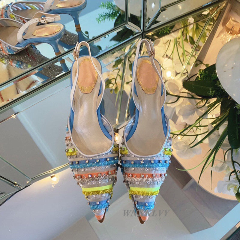 Summer sandals women rainbow diamond colorful - LiveTrendsX