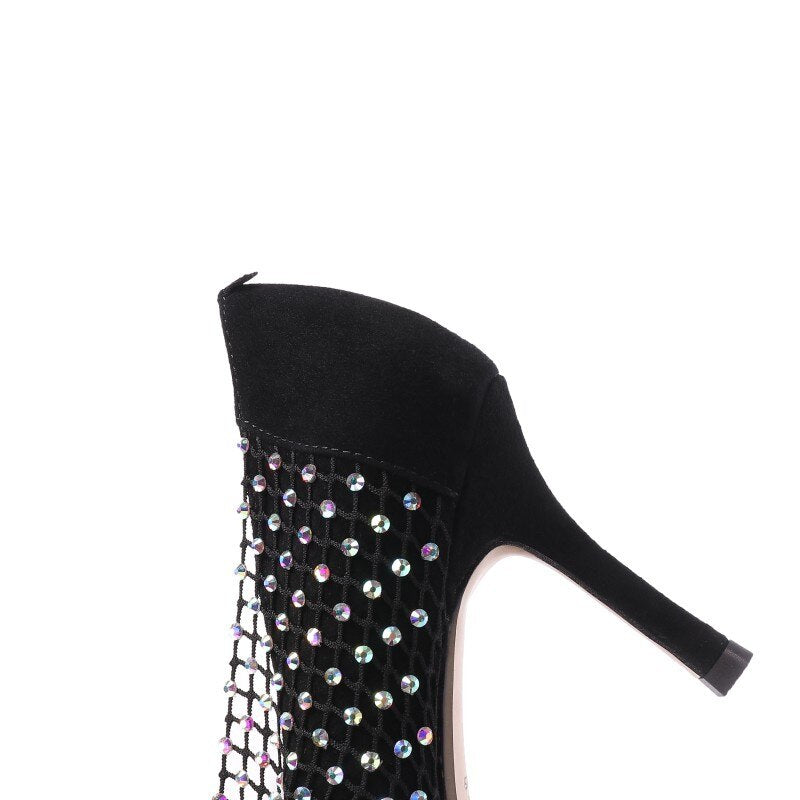 rhinestone hollow high-heeled fashion shoes - LiveTrendsX
