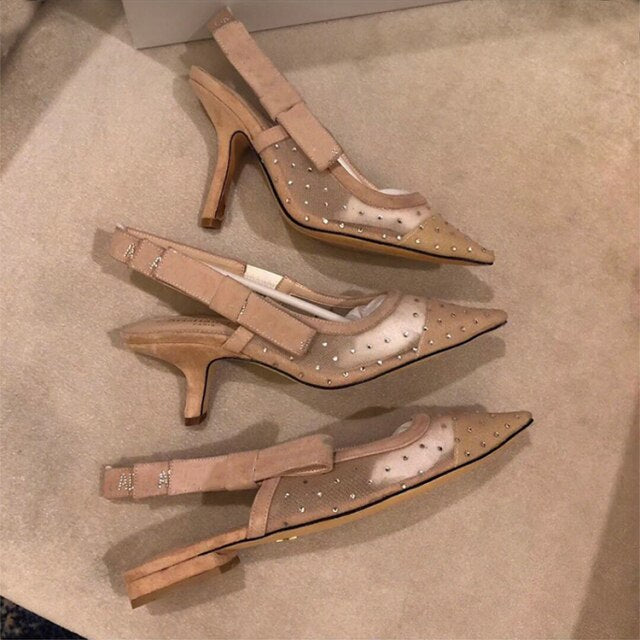 Women Mesh Rhinestones Pumps High Heels 2021 - LiveTrendsX