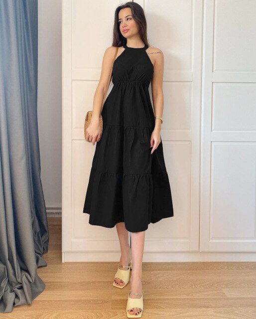 2021dresses fashion halter temperament waist - LiveTrendsX