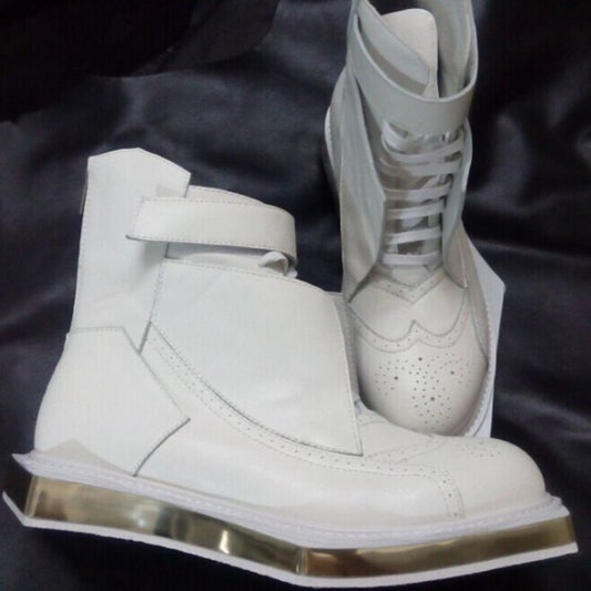 新しいファッションランウェイ本革アンクルブーツメンズ