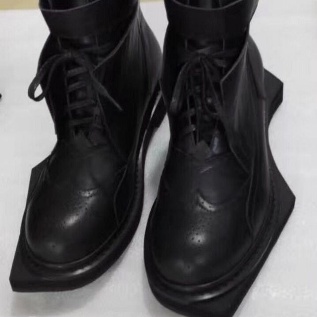 New Fashion Runway Genuine Leather Ankle Boots Men