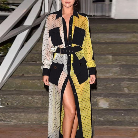 Dot Patchwork Hit Color Dress