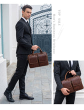 Load image into Gallery viewer, Men&#39;s Briefcases Laptop Bag Leather
