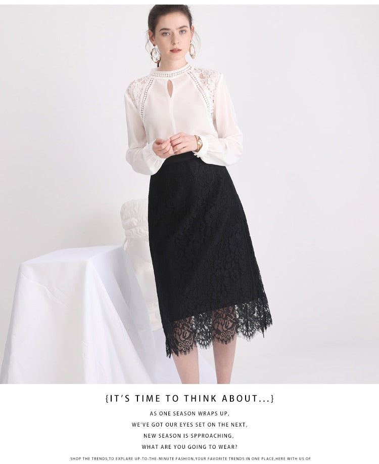 レディース ホワイト ブラウス 100% 本物のシルク