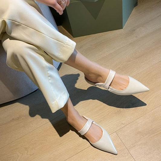 Women Sandals Real Leather Pointed Toe