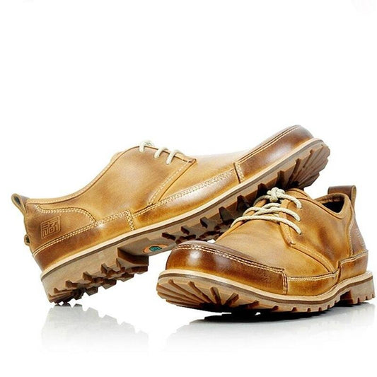 Mens Genuine Leather Lace Up Round Toe Oxfords