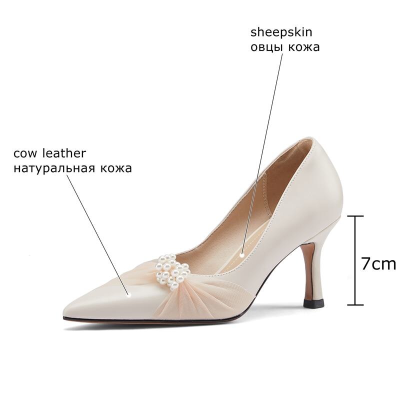 pointed toe thin heel stiletto soft genuine leather women heels shoes fashion leisure high heel party wedding shoes high heels - LiveTrendsX