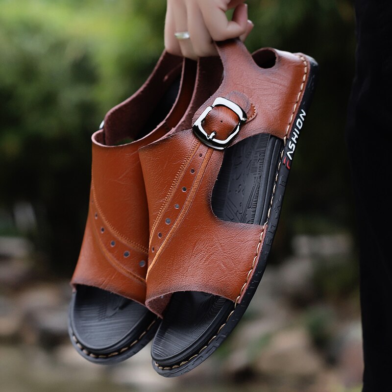 Men's Cow Leather Sandals Non-slip - LiveTrendsX