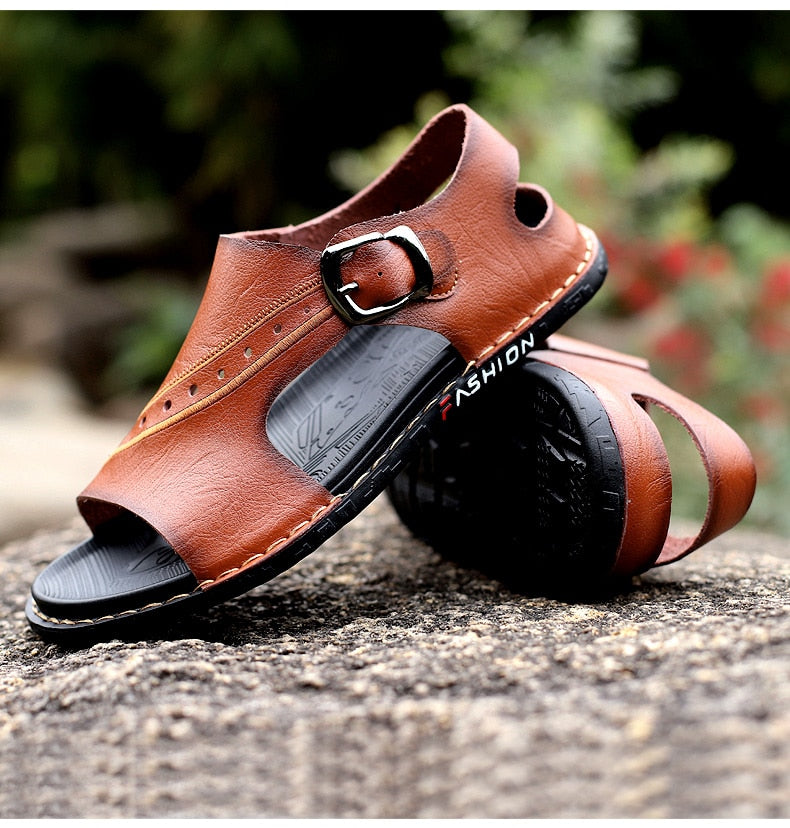 Men's Cow Leather Sandals Non-slip - LiveTrendsX
