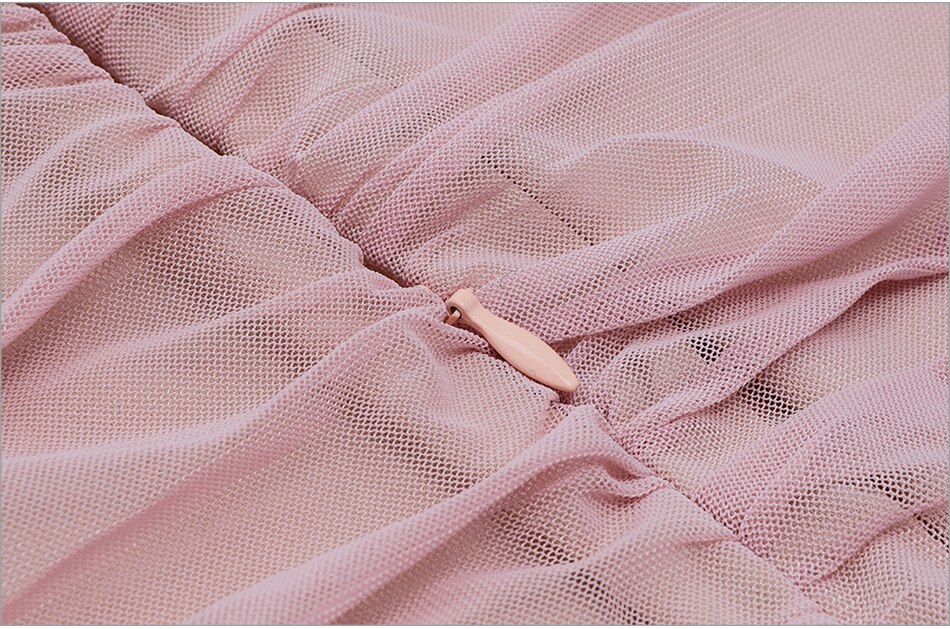 Elegant Halter Pink Mesh Midi Dress - LiveTrendsX