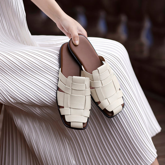 New Leather Women Shoes Casual Slides - LiveTrendsX