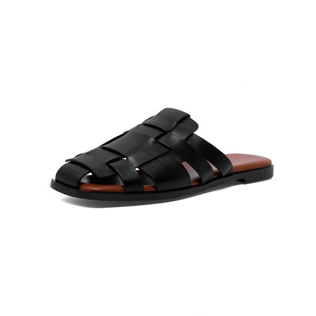 New Leather Women Shoes Casual Slides - LiveTrendsX