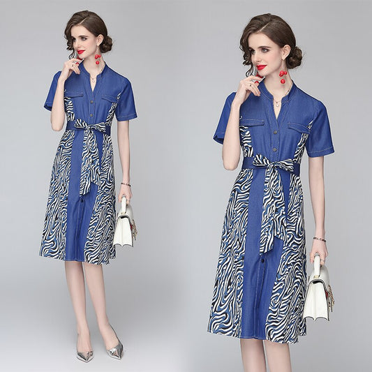 Women Denim A Line Midi Summer Dresses - LiveTrendsX